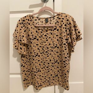 Leopard Print Flutter Sleeve Top